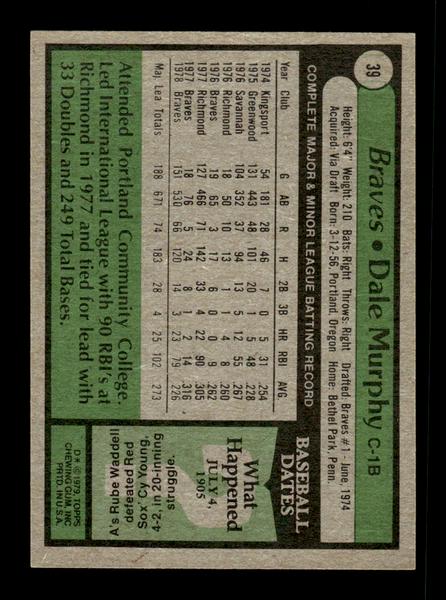1979 Topps #39 Dale Murphy EXMT PACK FRESH HOF-10004129