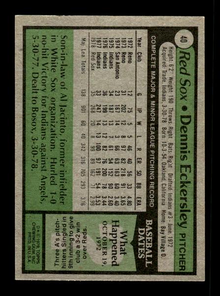 1979 Topps #40 Dennis Eckersley EXMT PACK FRESH HOF-10004130