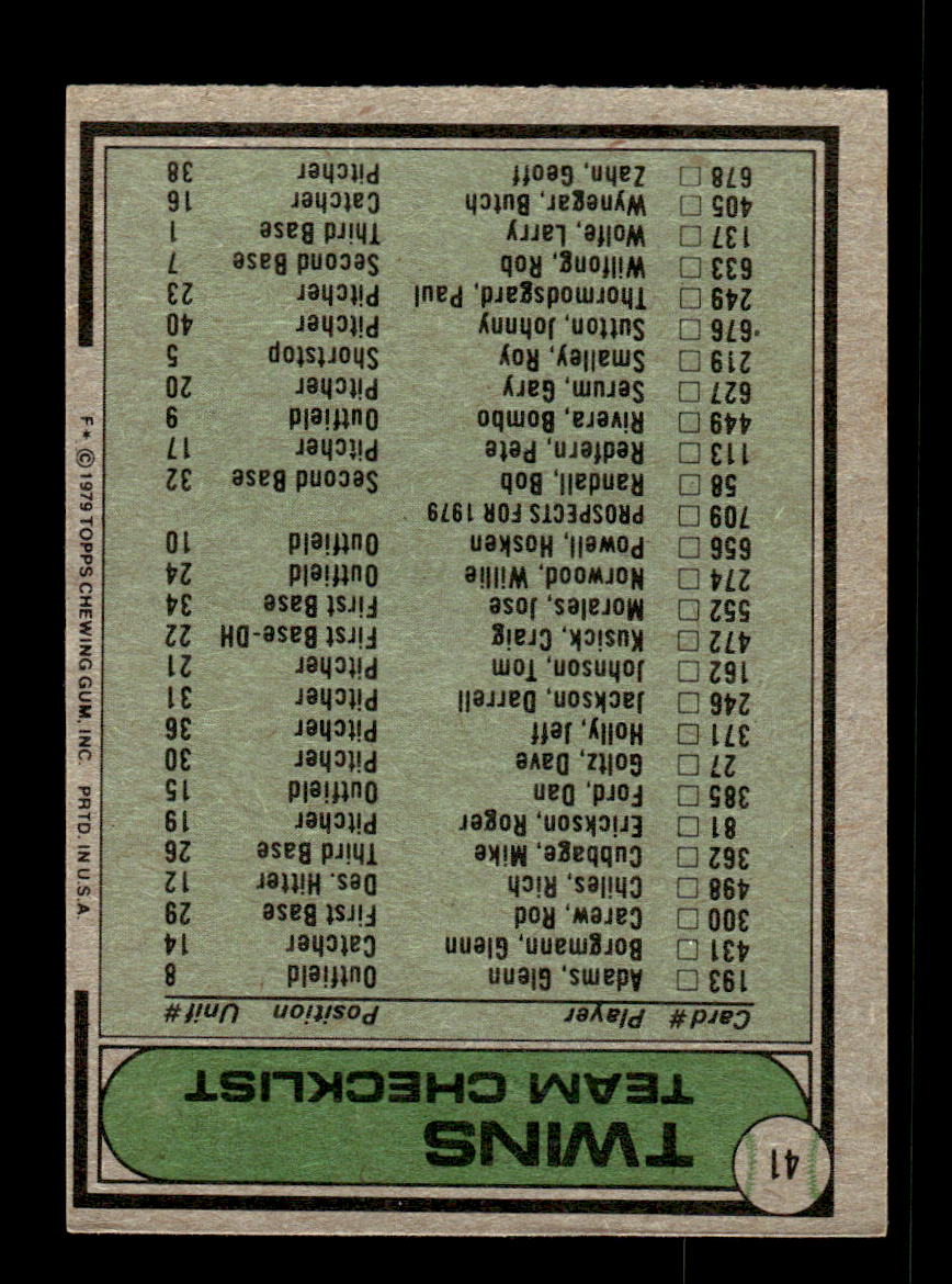1979 Topps #41 Minnesota Twins EXMT PACK FRESH HOF-10004131