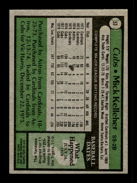 1979 Topps #53 Mick Kelleher EXMT PACK FRESH HOF-10004143