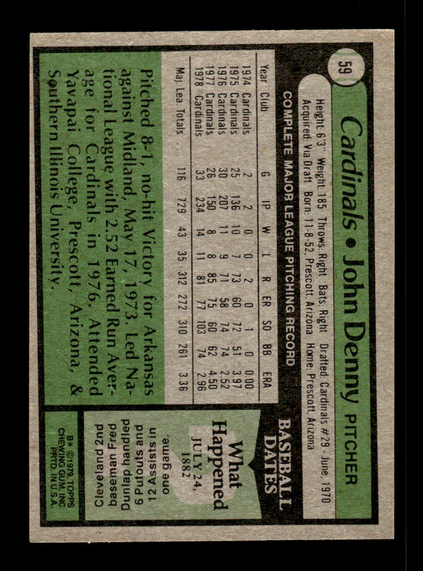1979 Topps #59 John Denny EXMT PACK FRESH HOF-10004148