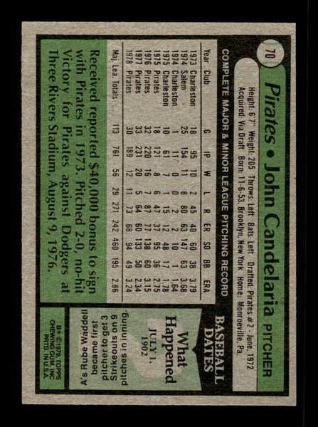 1979 Topps #70 John Candelaria EXMT PACK FRESH HOF-10004160
