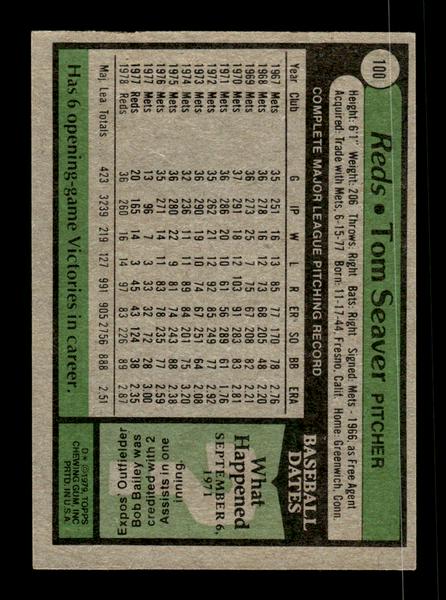 1979 Topps #100 Tom Seaver EXMT PACK FRESH HOF-10004190