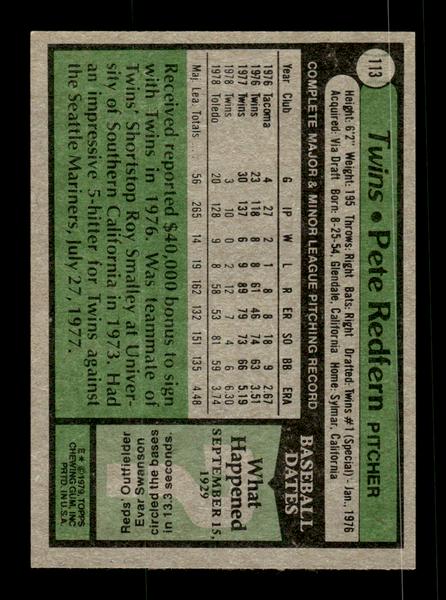 1979 Topps #113 Pete Redfern EXMT PACK FRESH HOF-10004203