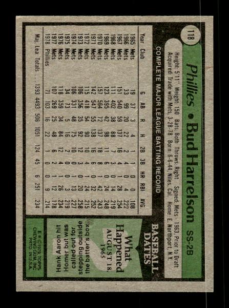 1979 Topps #118 Bud Harrelson EXMT PACK FRESH HOF-10004206