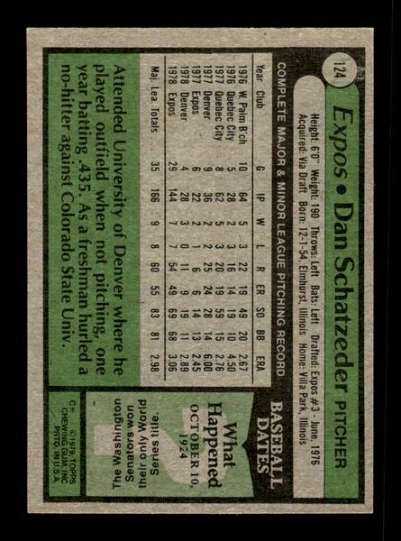 1979 Topps #124 Dan Schatzeder EXMT PACK FRESH HOF-10004211