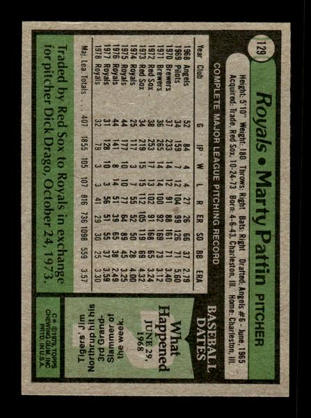 1979 Topps #129 Marty Pattin EXMT PACK FRESH HOF-10004216