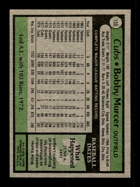 1979 Topps #135 Bobby Murcer EXMT PACK FRESH HOF-10004222