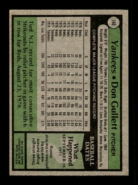 1979 Topps #140 Don Gullett EXMT PACK FRESH HOF-10004227
