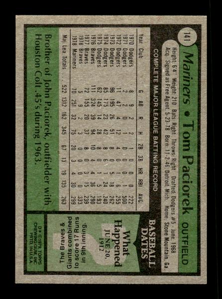 1979 Topps #141 Tom Paciorek EXMT PACK FRESH HOF-10004228