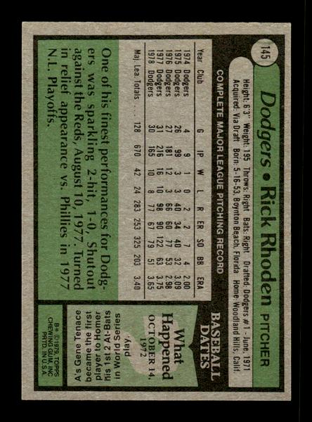 1979 Topps #145 Rick Rhoden EXMT PACK FRESH HOF-10004232