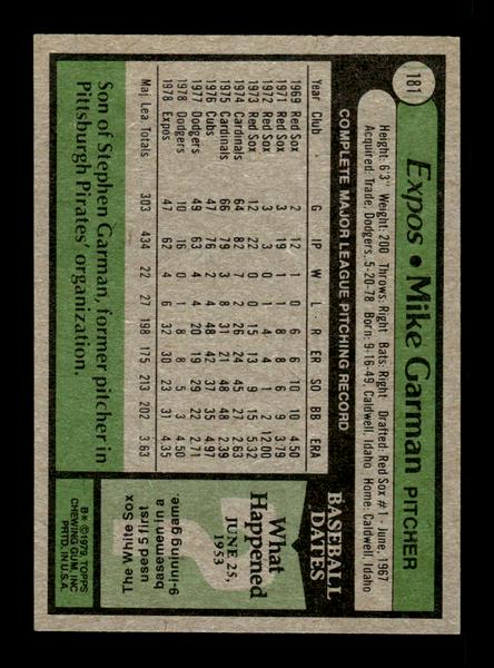 1979 Topps #181 Mike Garman EXMT PACK FRESH HOF-10004269