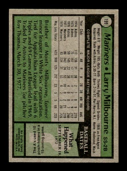 1979 Topps #199 Larry Milbourne EXMT PACK FRESH HOF-10004287