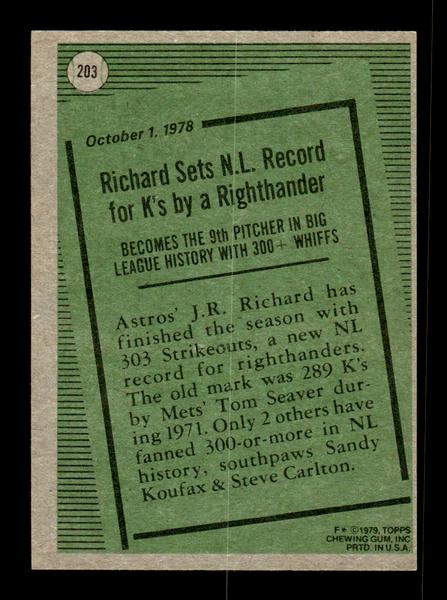 1979 Topps #203 J.R. Richard EXMT PACK FRESH HOF-10004290