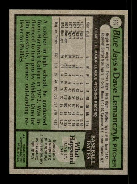 1979 Topps #207 Dave Lemanczyk EXMT PACK FRESH HOF-10004293