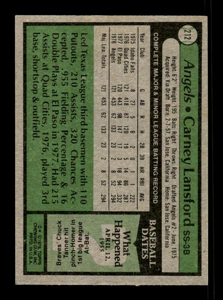 1979 Topps #212 Carney Lansford EXMT PACK FRESH HOF-10004298