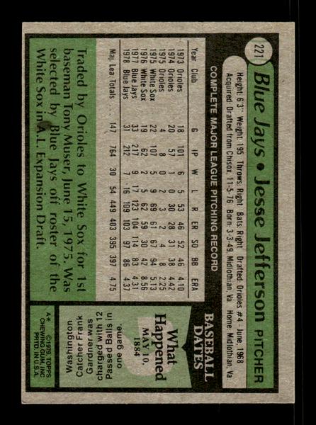 1979 Topps #221 Jesse Jefferson EXMT PACK FRESH HOF-10004307