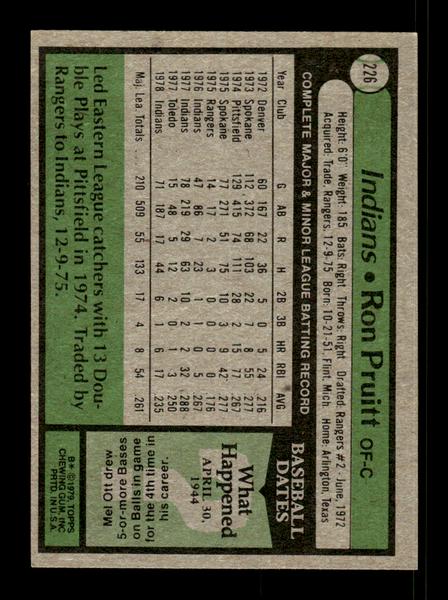 1979 Topps #226 Ron Pruitt EXMT PACK FRESH HOF-10004313