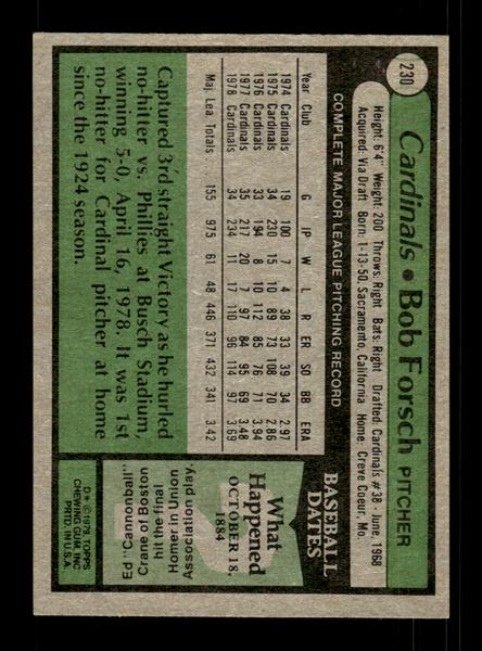 1979 Topps #230 Bob Forsch EXMT PACK FRESH HOF-10004317