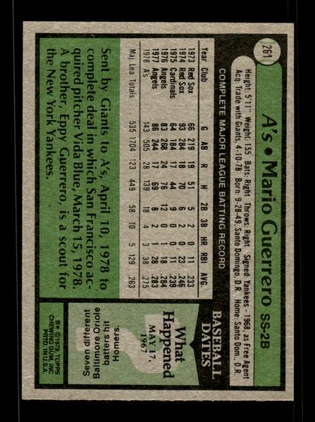 1979 Topps #261 Mario Guerrero EXMT PACK FRESH HOF-10004348