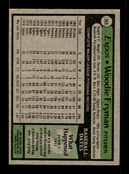 1979 Topps #269 Woodie Fryman EXMT PACK FRESH HOF-10004356