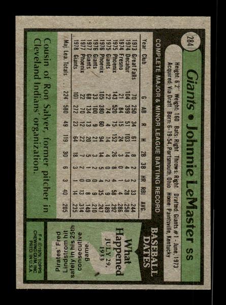 1979 Topps #284 Johnnie LeMaster EXMT PACK FRESH HOF-10004373