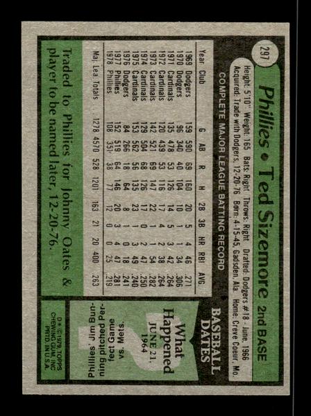 1979 Topps #297 Ted Sizemore EXMT PACK FRESH HOF-10004387