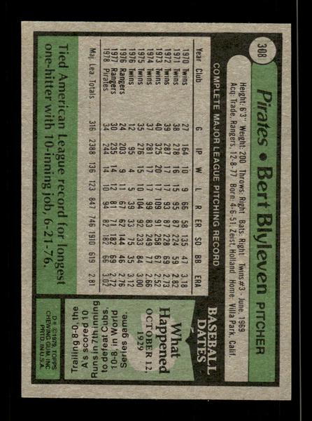 1979 Topps #308 Bert Blyleven EXMT PACK FRESH HOF-10004398