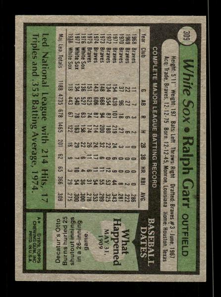1979 Topps #309 Ralph Garr EXMT PACK FRESH HOF-10004399