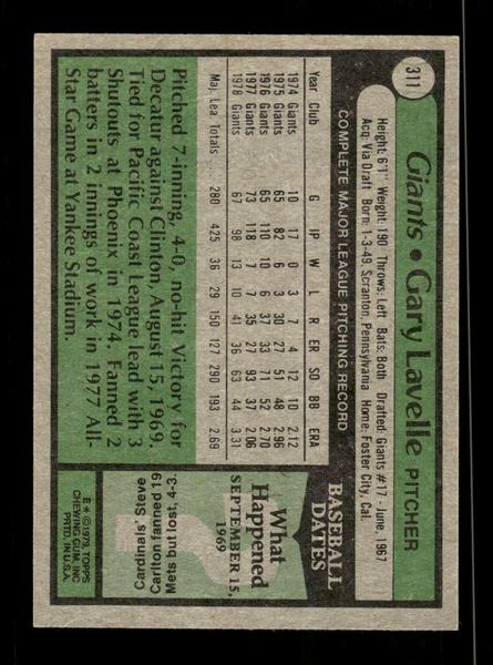 1979 Topps #311 Gary Lavelle EXMT PACK FRESH HOF-10004400