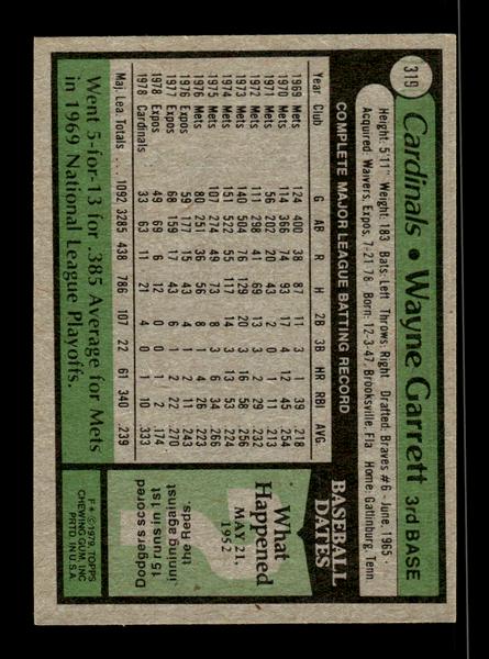 1979 Topps #319 Wayne Garrett EXMT PACK FRESH HOF-10004408