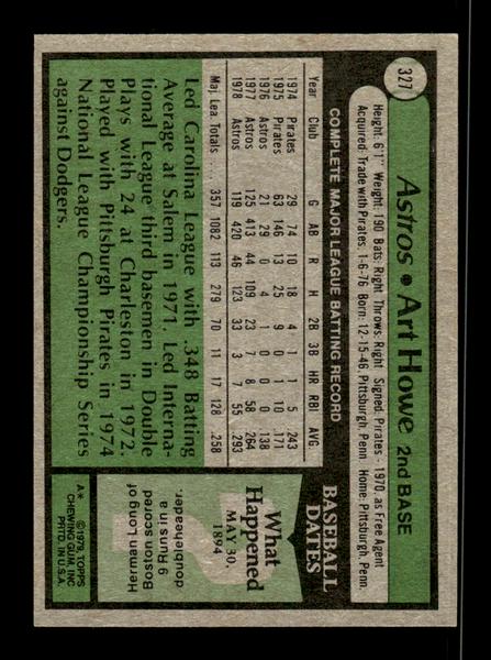 1979 Topps #327 Art Howe EXMT PACK FRESH HOF-10004415