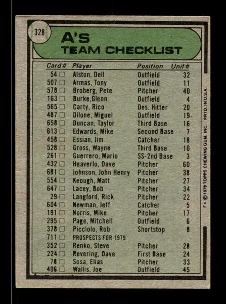 1979 Topps #328 Oakland A's EXMT PACK FRESH HOF-10004416