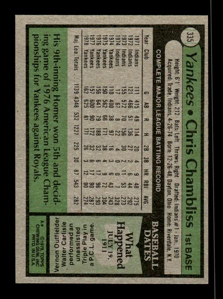 1979 Topps #335 Chris Chambliss EXMT PACK FRESH HOF-10004422