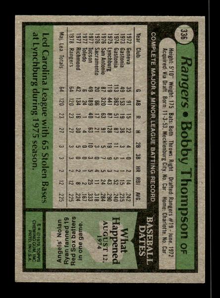 1979 Topps #336 Bobby Thompson EXMT PACK FRESH HOF-10004423