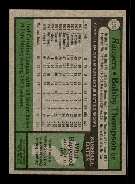 1979 Topps #336 Bobby Thompson EXMT PACK FRESH HOF-10004424