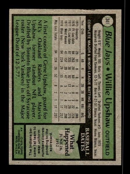 1979 Topps #341 Willie Upshaw EXMT PACK FRESH HOF-10004430