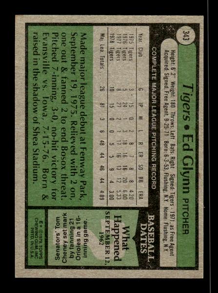 1979 Topps #343 Ed Glynn EXMT PACK FRESH HOF-10004432