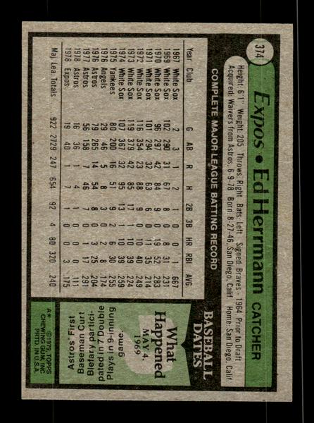 1979 Topps #374 Ed Herrmann EXMT PACK FRESH HOF-10004463