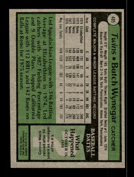 1979 Topps #405 Butch Wynegar EXMT PACK FRESH HOF-10004493