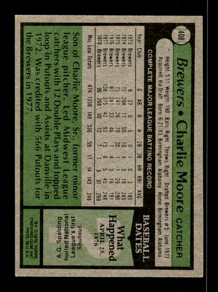 1979 Topps #408 Charlie Moore EXMT PACK FRESH HOF-10004496