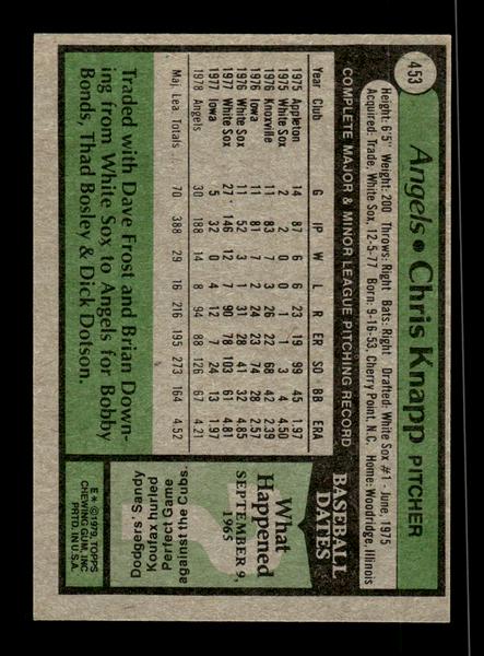 1979 Topps #453 Chris Knapp EXMT PACK FRESH HOF-10004534