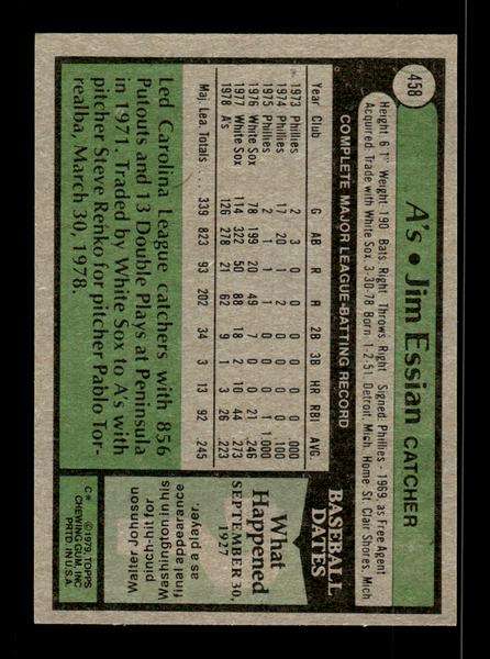 1979 Topps #458 Jim Essian EXMT PACK FRESH HOF-10004539