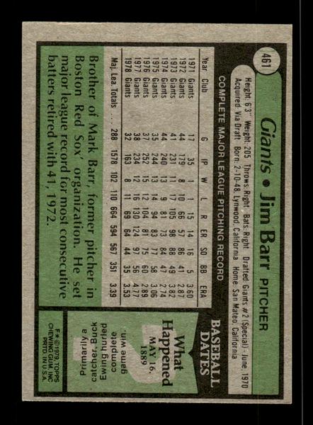 1979 Topps #461 Jim Barr EXMT PACK FRESH HOF-10004542