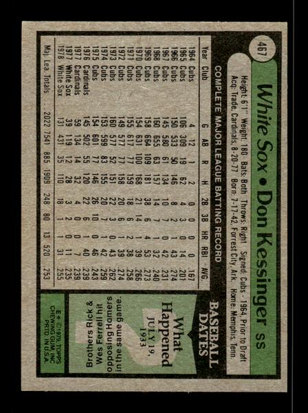 1979 Topps #467 Don Kessinger EXMT PACK FRESH HOF-10004548