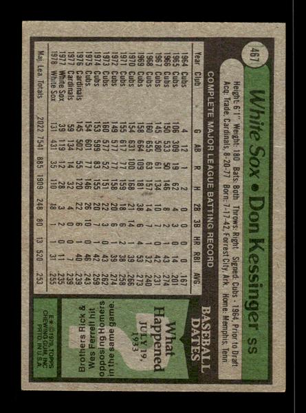 1979 Topps #467 Don Kessinger EXMT PACK FRESH HOF-10004549