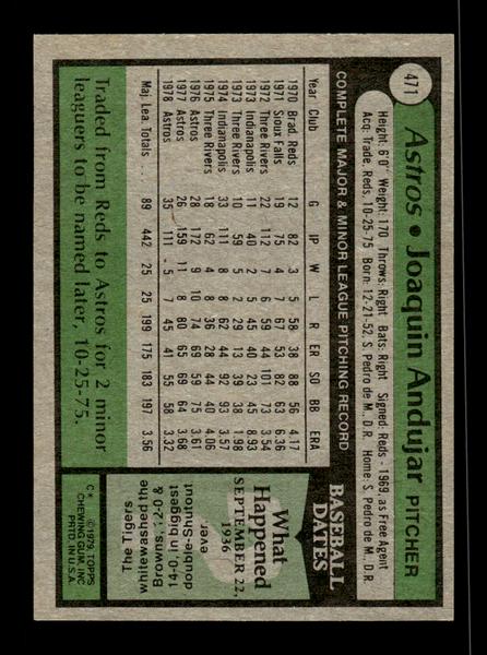 1979 Topps #471 Joaquin Andujar EXMT PACK FRESH HOF-10004553