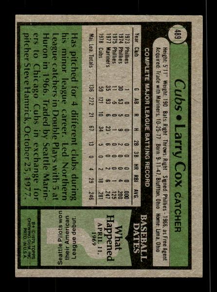 1979 Topps #489 Larry Cox EXMT PACK FRESH HOF-10004570