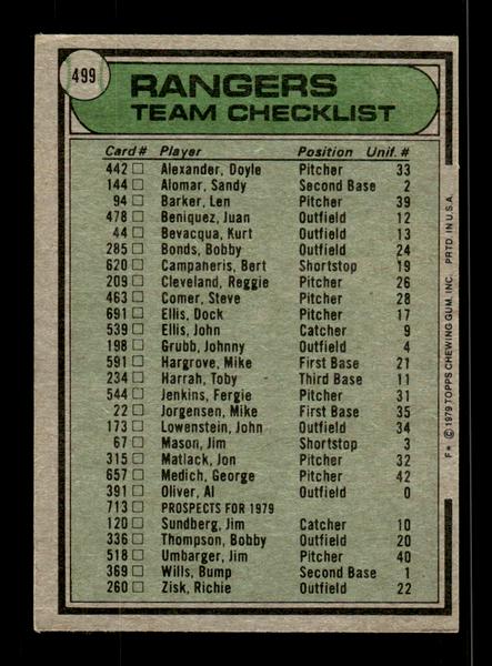 1979 Topps #499 Texas Rangers EXMT PACK FRESH HOF-10004579