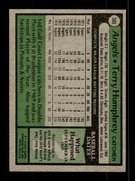 1979 Topps #503 Terry Humphrey EXMT PACK FRESH HOF-10004583